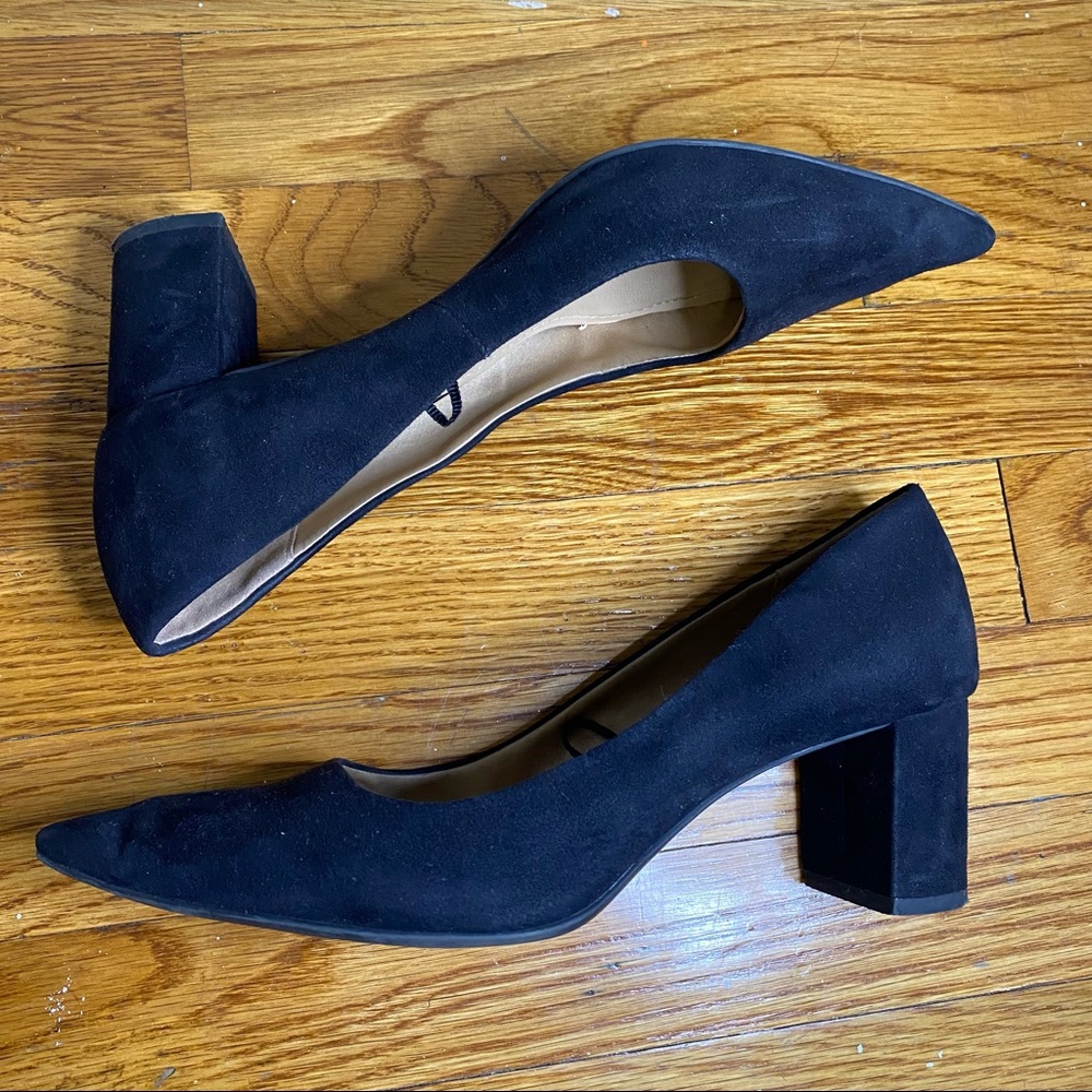 H&M Black Suede Point Toe Block Heel